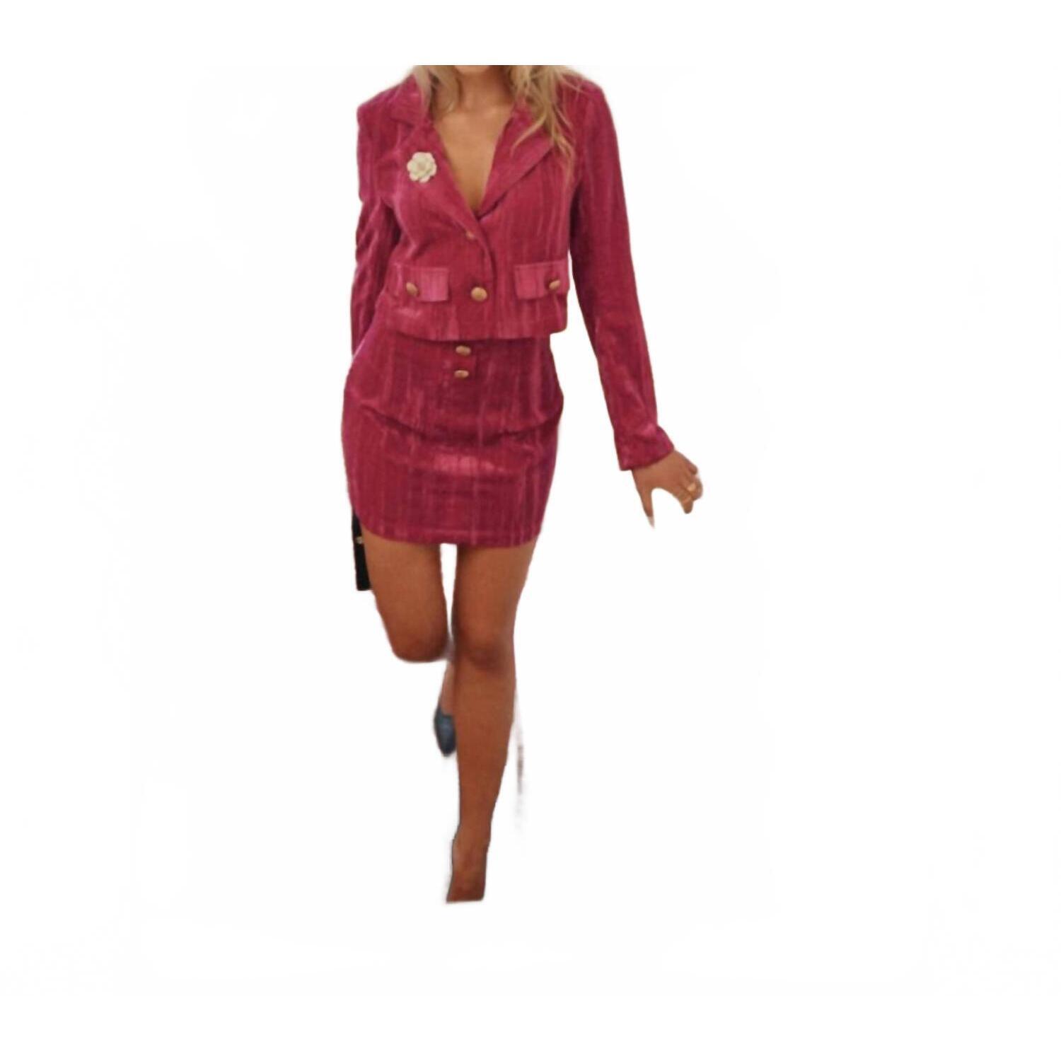 New Lush Velvet Suit In Fuchsia